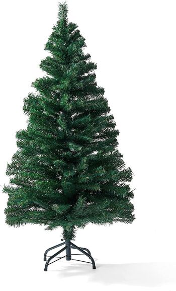 Sapin de Noël vert artificiel compact de qualité supérieure de 1,2 m avec 260 pointes et support en métal. 1