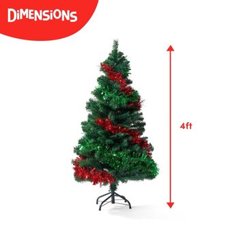 Sapin de Noël vert artificiel compact de qualité supérieure de 1,2 m avec 260 pointes et support en métal. 2