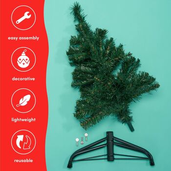 Sapin de Noël vert artificiel compact de qualité supérieure de 1,2 m avec 260 pointes et support en métal. 4