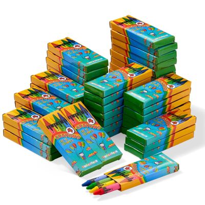 50 boîtes de crayons de cire de couleurs mélangées - 4 crayons par boîte