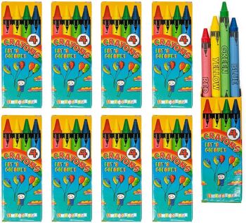 50 boîtes de crayons de cire de couleurs mélangées - 4 crayons par boîte 2