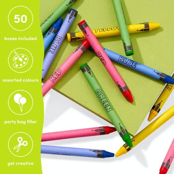 50 boîtes de crayons de cire de couleurs mélangées - 4 crayons par boîte 4