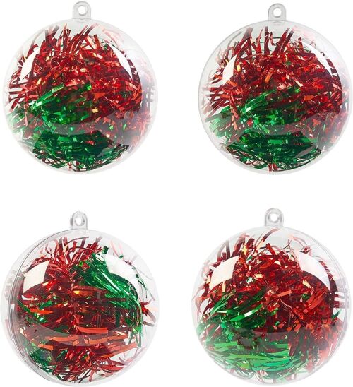 48 Clear 8cm Plastic Fillable Christmas Tree Baubles