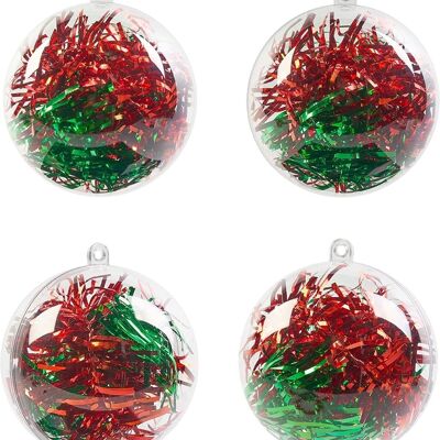 48 palline per albero di Natale riempibili in plastica trasparente da 8 cm