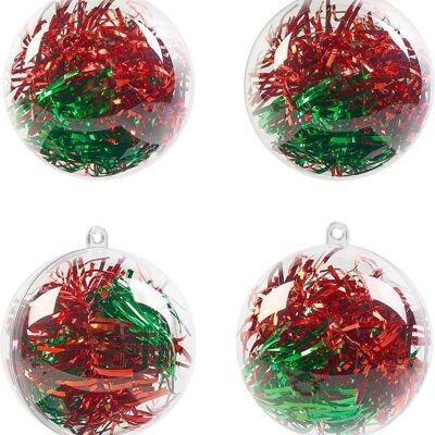 48 Bolas de Navidad rellenables de plástico transparente de 8 cm