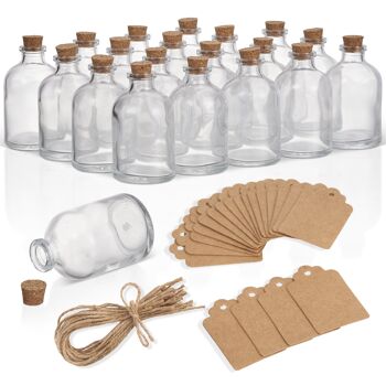 20 mini bocaux en verre avec bouchons en liège, ficelle et étiquettes - 50 ml 8