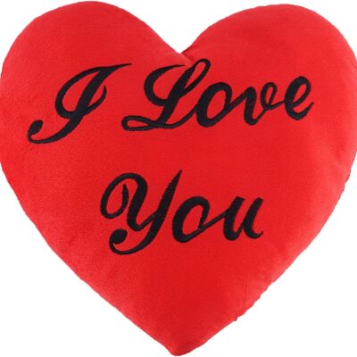 Oreiller de Saint Valentin "Je t'aime" en forme de coeur rouge - 34x28cm