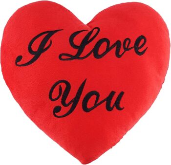 Oreiller de Saint Valentin "Je t'aime" en forme de coeur rouge - 34x28cm 1