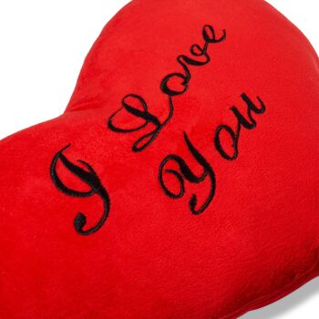 Oreiller de Saint Valentin "Je t'aime" en forme de coeur rouge - 34x28cm 4