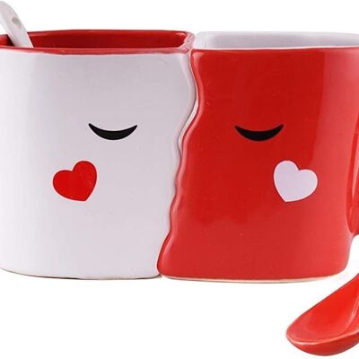 Grand ensemble-cadeau de tasses pour couples assortis, cadeau romantique pour des occasions spéciales.