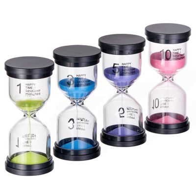 4 Set Hourglass Sand Clock, Kitchen Accessory Perfect for Cooking Eggs and More.