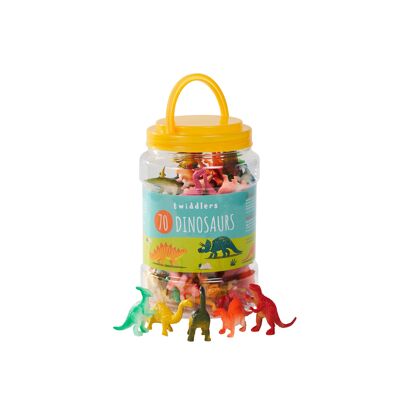 70 Small Dinosaur Mini Jurassic Figures Kids Toy Play Set - 16 Different Dino with Storage Tub