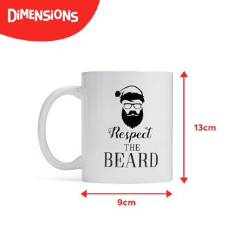 Respect The Beard Mug cadeau fantaisie de Noël (350 ml) 2
