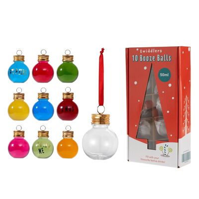 10 Christmas DIY Booze Baubles, 50ml & Stickers