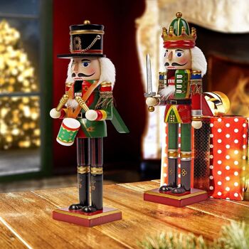 2 Casse-Noisette de Noël Traditionnels (30cm) Décoration en Bois Premium aux Couleurs Festives 5