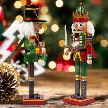 2 Casse-Noisette de Noël Traditionnels (30cm) Décoration en Bois Premium aux Couleurs Festives 6
