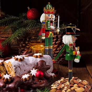 2 Casse-Noisette de Noël Traditionnels (30cm) Décoration en Bois Premium aux Couleurs Festives 7