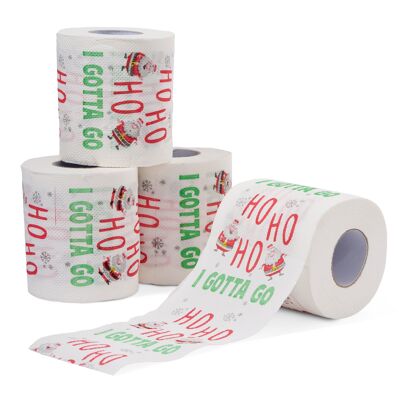 Confezione da 5 rotoli di carta igienica per feste "Ho Ho Ho I Gotta Go".