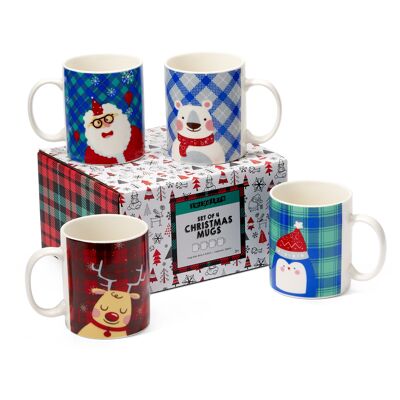 4 Christmas Themed Mugs