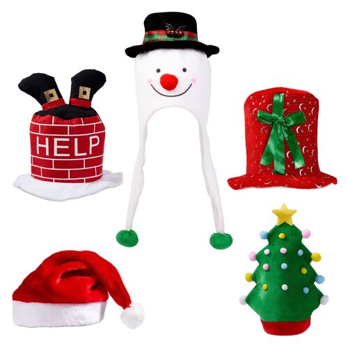 5 Festive Party Hats, Great for Christmas Parties, Fun for all the Family!