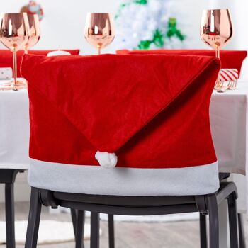 10 Pièces Housses de Chaise de Noël Bonnet de Noel Rouge Tissu de Qualité Supérieure Siège de Table à Manger Accessoires de Fête 3