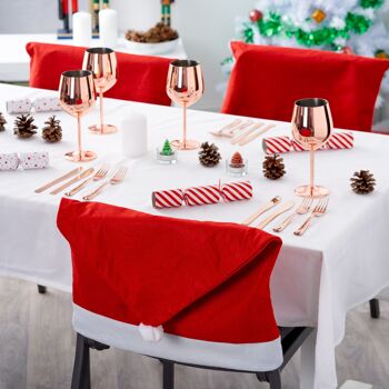 10 Pièces Housses de Chaise de Noël Bonnet de Noel Rouge Tissu de Qualité Supérieure Siège de Table à Manger Accessoires de Fête 5