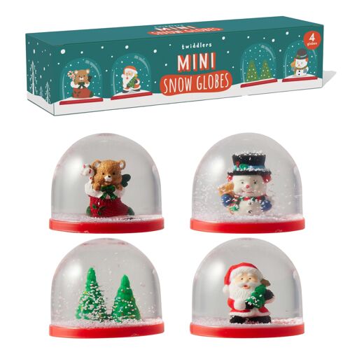 4 Mini Christmas Snow Globes