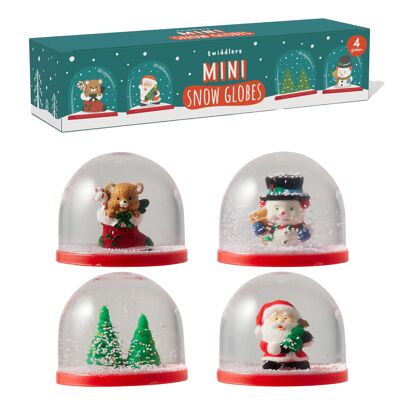 4 mini globos de nieve navideños