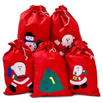 5 sacs de Père Noël festifs 1