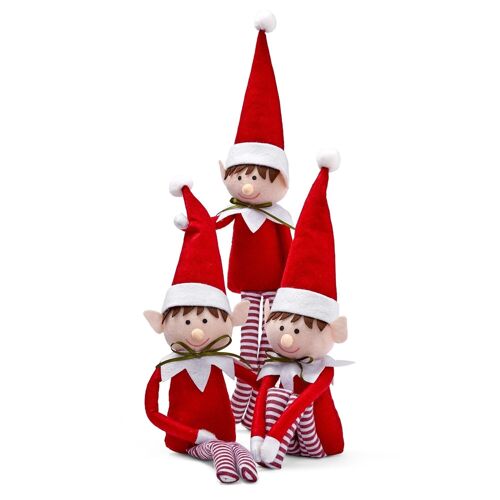 Pack of 3 Stuffed Christmas Elves 48cm - Posable Plush Toy for Kids, Girls & Boys