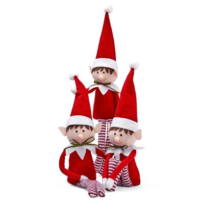 Paquete de 3 duendes navideños rellenos de 48 cm - Juguete de peluche posable para niños, niñas y niños