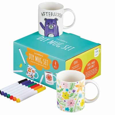 11 pcs Design Your Own Mug Set with Colouring Pens, Perfect Kids Arts & Crafts.