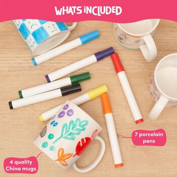 11 pcs Créez votre propre ensemble de tasses avec des stylos à colorier, Perfect Kids Arts & Crafts. 3