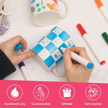 11 pcs Créez votre propre ensemble de tasses avec des stylos à colorier, Perfect Kids Arts & Crafts. 5