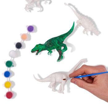 Kit de peinture de 15 pièces pour peindre vos propres dinosaures, comprend des figurines, des peintures et des pinceaux, robustes et non toxiques. 5