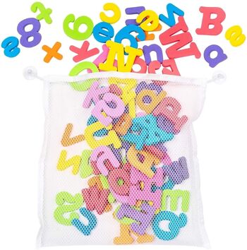 100 lettres et chiffres en mousse adaptés aux enfants et aux bébés, parfaits pour l'heure du bain. 1
