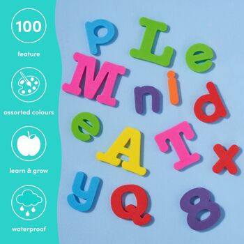 100 lettres et chiffres en mousse adaptés aux enfants et aux bébés, parfaits pour l'heure du bain. 6