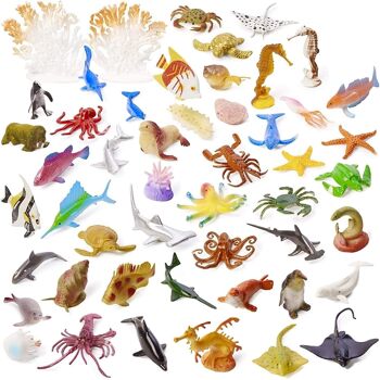 50 mini jouets d'animaux marins 1