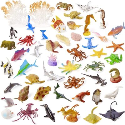 50 mini jouets d'animaux marins
