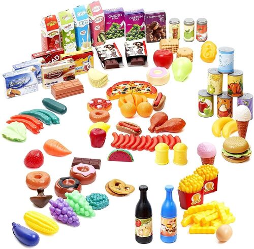 150 Pretend Kitchen Toys and Plastic Play-Food for Kids