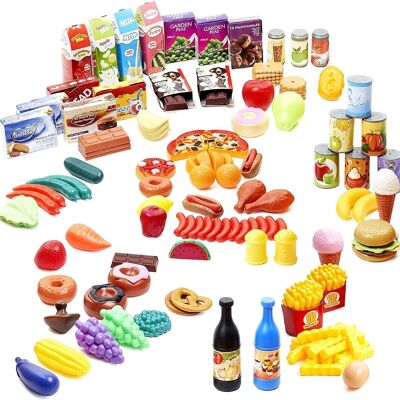 150 Pretend Kitchen Toys and Plastic Play-Food for Kids