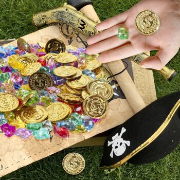 300 Pirate Treasure Kids Set - Pièces d'or et pierres précieuses Party Fillers 5