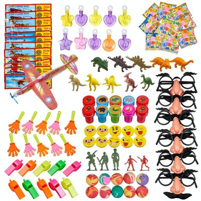 Mega set de 100 juguetes mixtos para fiestas: gran selección para niños y niñas