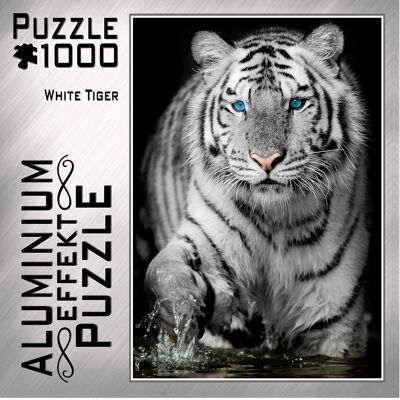 Aluminium Effekt Puzzle 1.000 Teile, Motiv: White Tiger