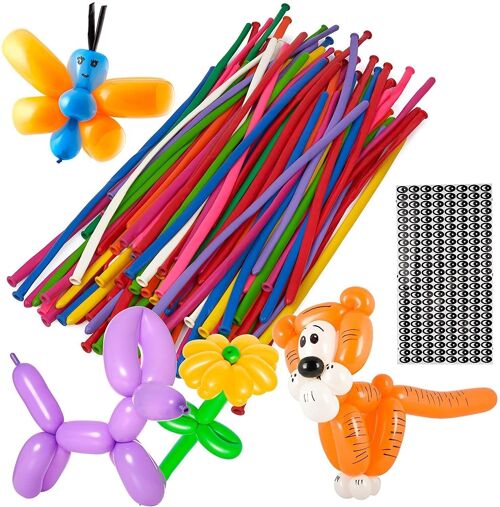100 Balloon Animal Modelling Kit - Includes Eyes and Glue Dots