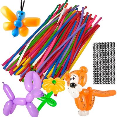 Kit per modellare animali con 100 palloncini - Include occhi e punti di colla