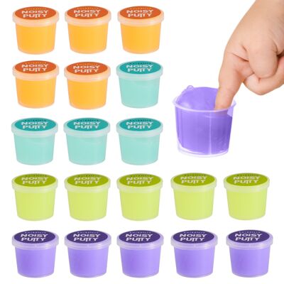 20 Mini Tubs Colourful Noise Making Slime Putty for Kids
