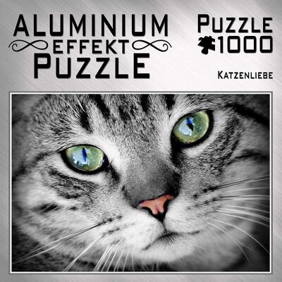 Aluminium Effekt Puzzle 1.000 Teile, Motiv: Katzenliebe
