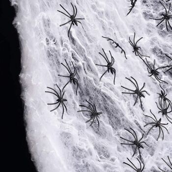 Grande toile d'araignée réaliste 300g avec 40 fausses araignées, décorations d'Halloween parfaites. 2