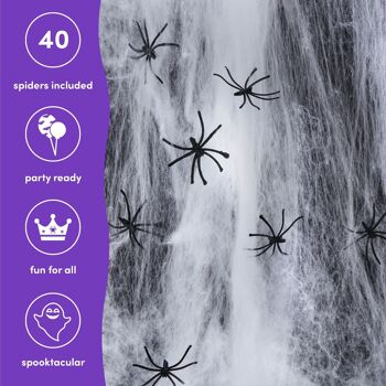 Grande toile d'araignée réaliste 300g avec 40 fausses araignées, décorations d'Halloween parfaites. 4